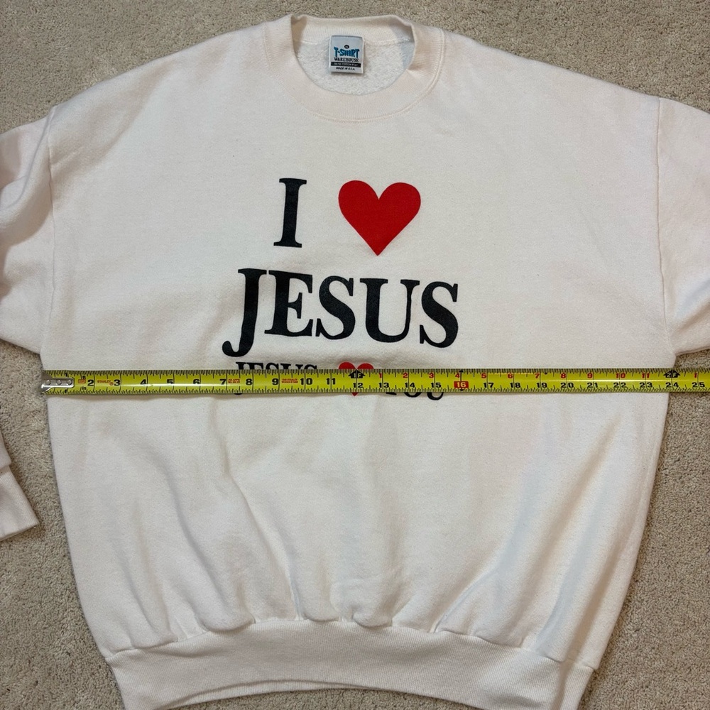 I love Jesus Jesus Loves You Vintage Crewneck Sweatshirt Women’s XL White - Picture 10 of 12